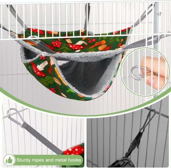 Set XL 2-en-1 de Hamaca Doble (13.4") y Túnel Colgante (17.7") para Hurón, Cobaya y Múltiples Roedores. Material suave y lavable.