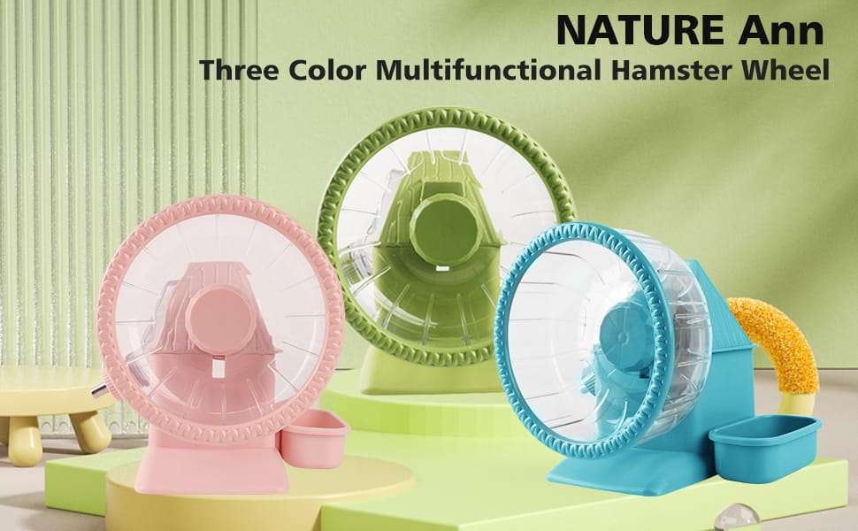 Kit de Hábitat 4 en 1 Ultra Silencioso para Hámster Enano. Incluye Rueda (16 cm), Bebedero, Comedero y Refugio en una base estable (16.5 x 10.9 x 17.8 cm).