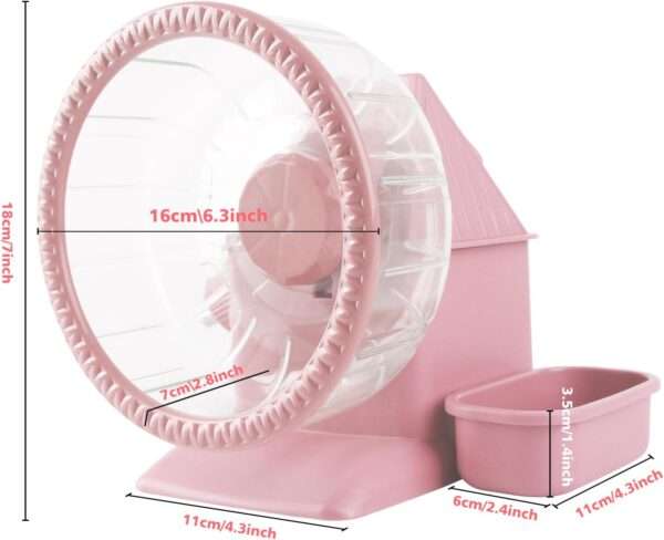 Kit de Hábitat 4 en 1 Ultra Silencioso para Hámster Enano. Incluye Rueda (16 cm), Bebedero, Comedero y Refugio en una base estable (16.5 x 10.9 x 17.8 cm).