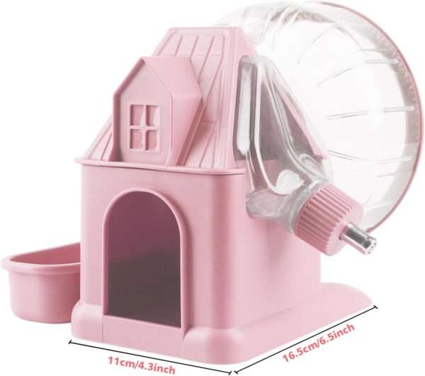 Kit de Hábitat 4 en 1 Ultra Silencioso para Hámster Enano. Incluye Rueda (16 cm), Bebedero, Comedero y Refugio en una base estable (16.5 x 10.9 x 17.8 cm).