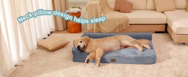 Sofá cama ortopédico de alta densidad con espuma de jaula de huevos 25D, forro interior impermeable y base antideslizante para mascotas XL