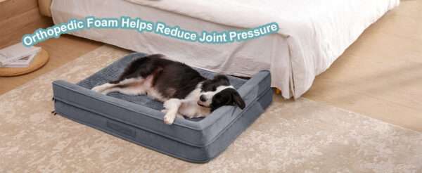 Sofá cama ortopédico de alta densidad con espuma de jaula de huevos 25D, forro interior impermeable y base antideslizante para mascotas XL