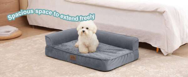 Sofá cama ortopédico de alta densidad con espuma de jaula de huevos 25D, forro interior impermeable y base antideslizante para mascotas XL