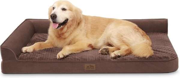Sofá cama ortopédico de alta densidad con espuma de jaula de huevos 25D, forro interior impermeable y base antideslizante para mascotas XL