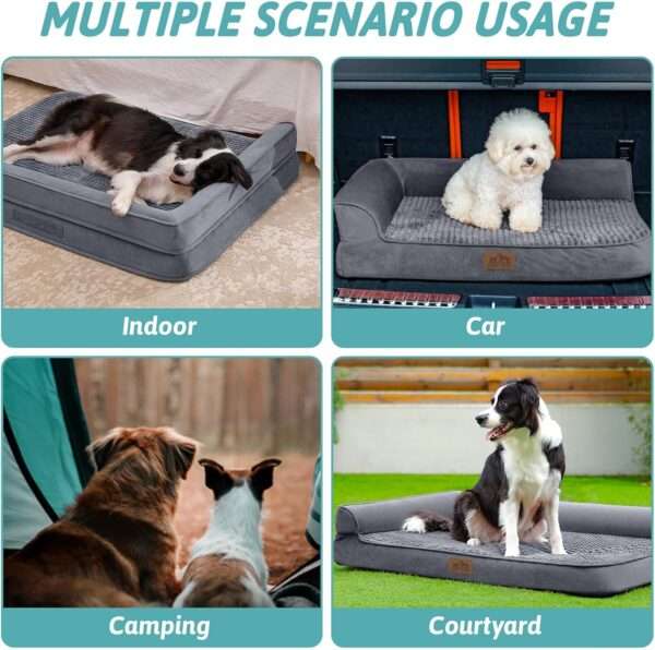Sofá cama ortopédico de alta densidad con espuma de jaula de huevos 25D, forro interior impermeable y base antideslizante para mascotas XL