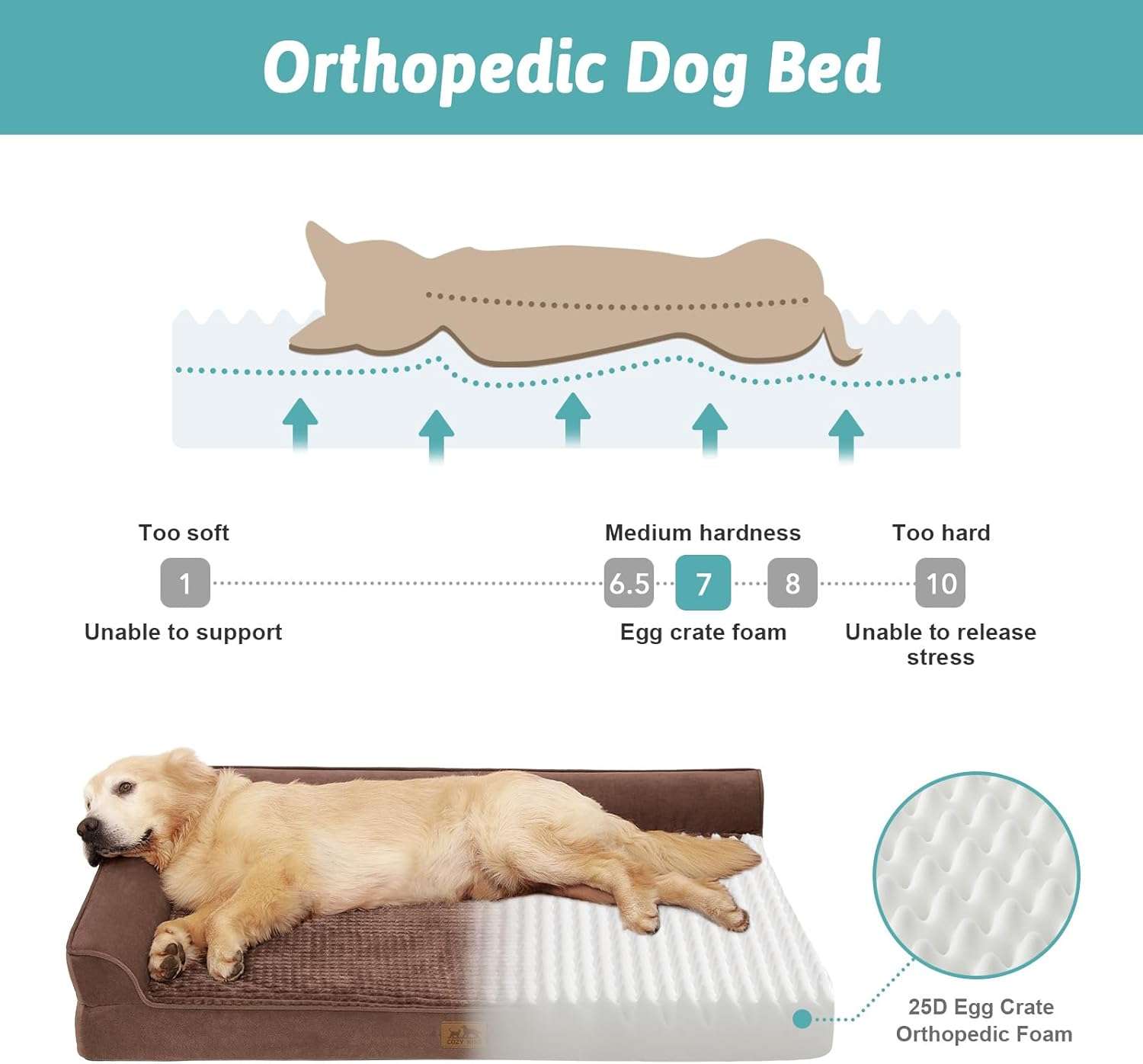 Sofa cama ortopedico para perros con espuma de alta densidad forro impermeable y funda lavable.