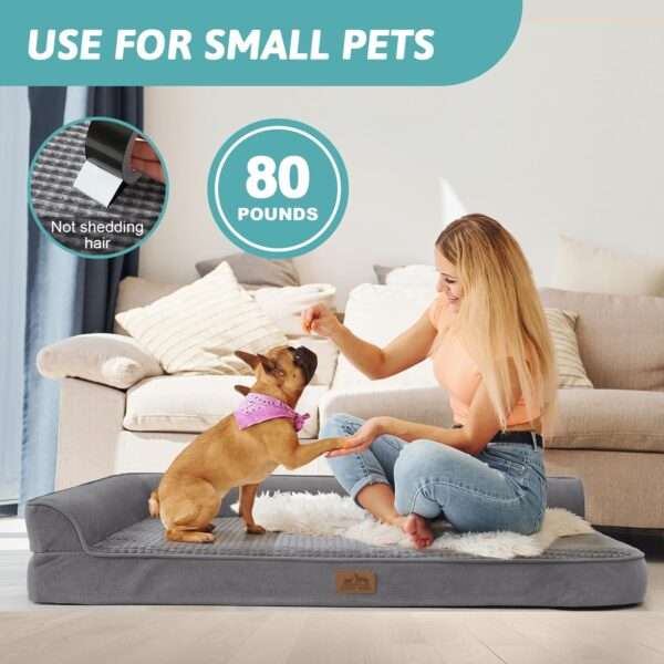 Sofá cama ortopédico de alta densidad con espuma de jaula de huevos 25D, forro interior impermeable y base antideslizante para mascotas XL