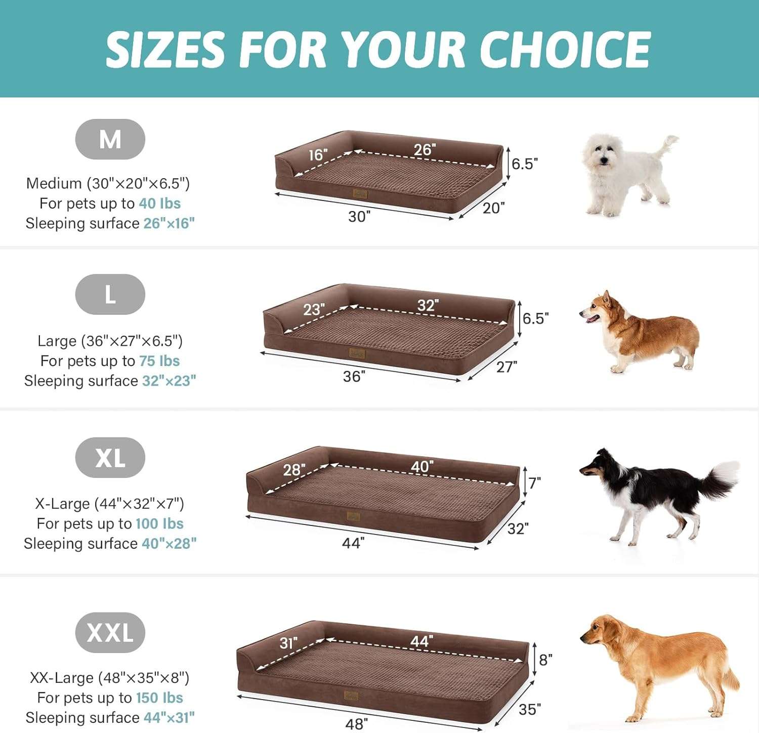 Sofa cama ortopedico para perros con espuma de alta densidad forro impermeable y funda lavable.