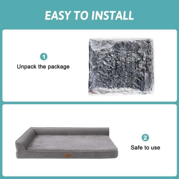 Sofá cama ortopédico de alta densidad con espuma de jaula de huevos 25D, forro interior impermeable y base antideslizante para mascotas XL