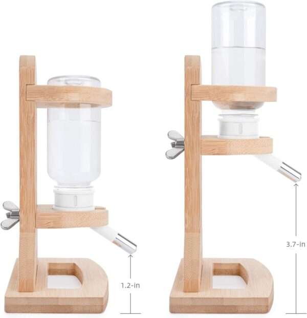 Soporte de Bambú Ajustable con Bebedero 120 ml para Hámster. Base segura y anti-mordidas ideal para Terrarios de Vidrio y acuarios.