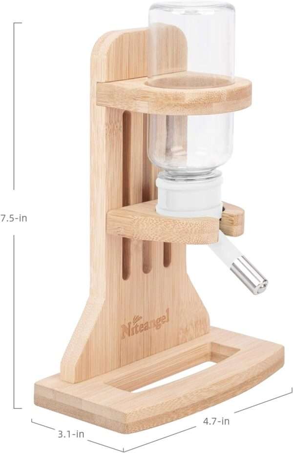 Soporte de Bambú Ajustable con Bebedero 120 ml para Hámster. Base segura y anti-mordidas ideal para Terrarios de Vidrio y acuarios.