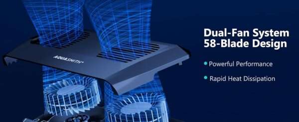 Ventilador enfriador de acuario con motor sin escobillas y ventiladores duales. Incluye controlador LED con doble pantalla de temperatura para control inteligente (59°F-93°F).