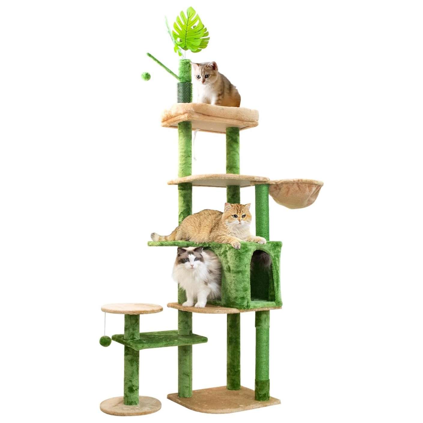Torre rascador vertical (ciento noventa y ocho centimetros) con diseño planta verde. Multi-nivel, condominio y sisal.