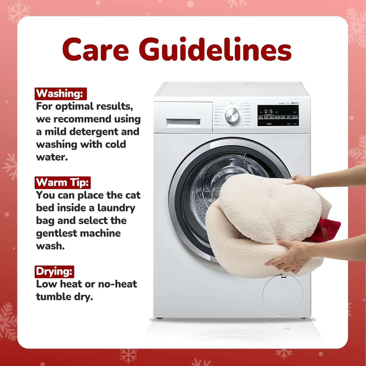 Cama cueva navideña para gatos y perros pequeños. Diseño Muñeco de Nieve (41x41x56 cm) con forro polar cálido y base antideslizante.