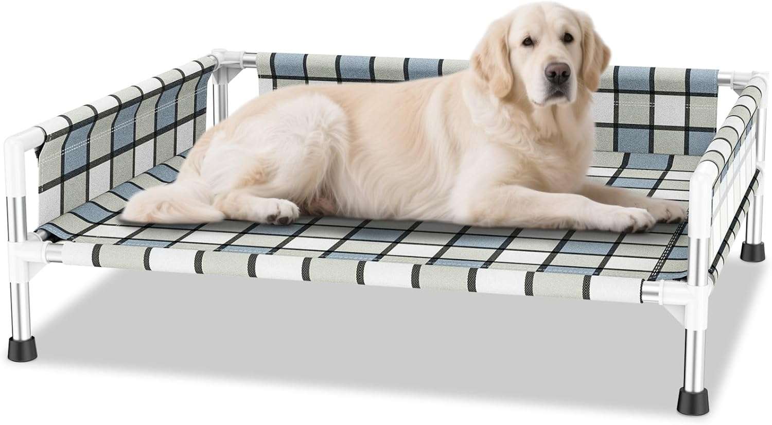 Cama elevada o cuna para perro con barandilla de seguridad, transpirable, anti-calor y anti-humedad para mascotas con dolor articular.