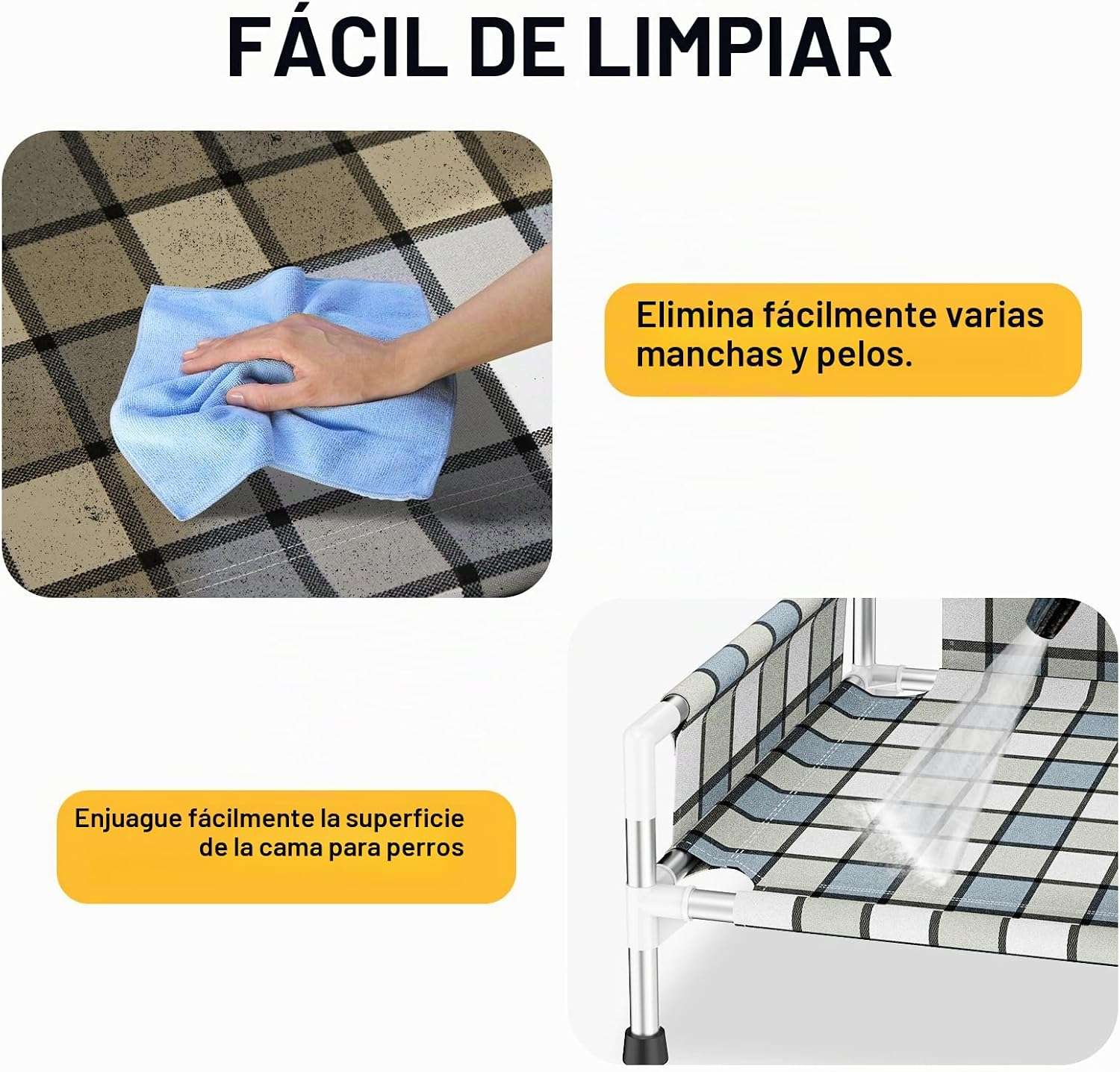 Cama elevada o cuna para perro con barandilla de seguridad, transpirable, anti-calor y anti-humedad para mascotas con dolor articular.