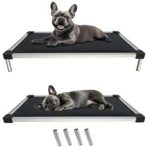 Cama elevada indestructible para perros (soporta 113 kg). Marco de aluminio, bordes a prueba de masticación y rápido montaje.