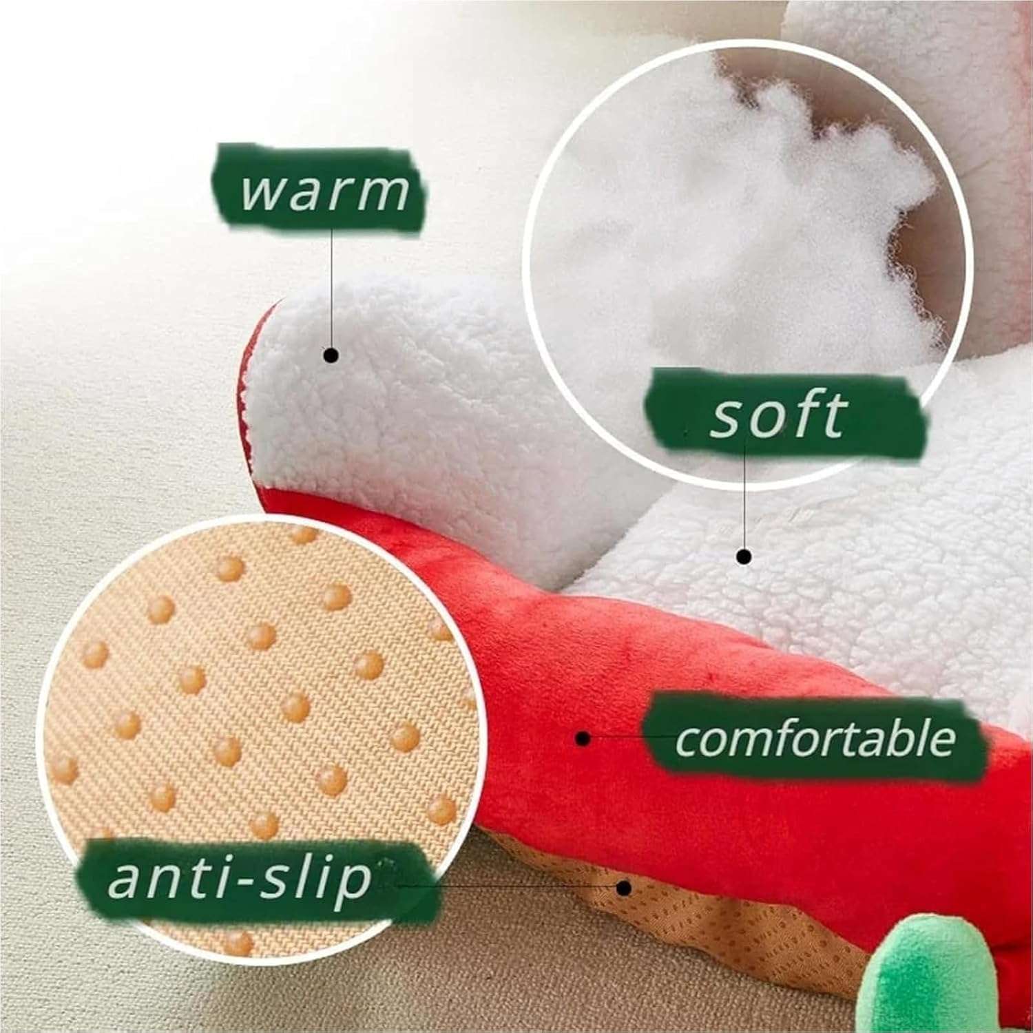 Cama navideña para perros y gatos pequeños. Diseño rojo estilo trineo de 60x38x28 cm con tela de felpa suave y esponja de alta resistencia.