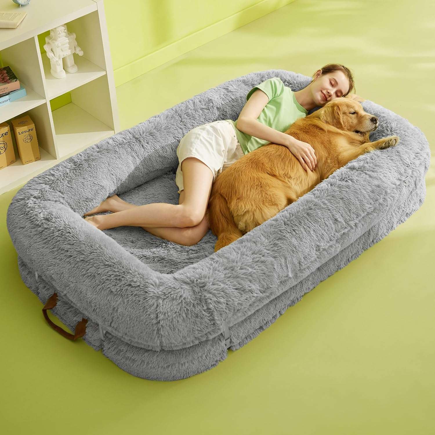 Cama ortopédica plegable 3 en 1 (173x112 cm). Se convierte en sofá, lounge y cama clásica. Uso dual para humanos y perros.