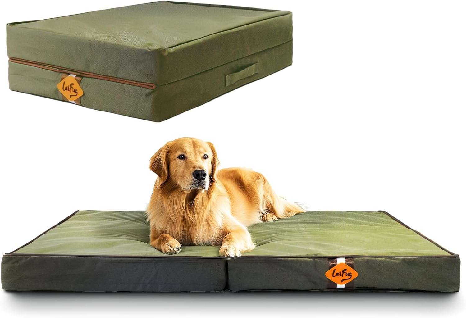 Cama plegable impermeable para perro con soporte ortopédico de 9 cm. Portátil y con funda de tela Oxford.