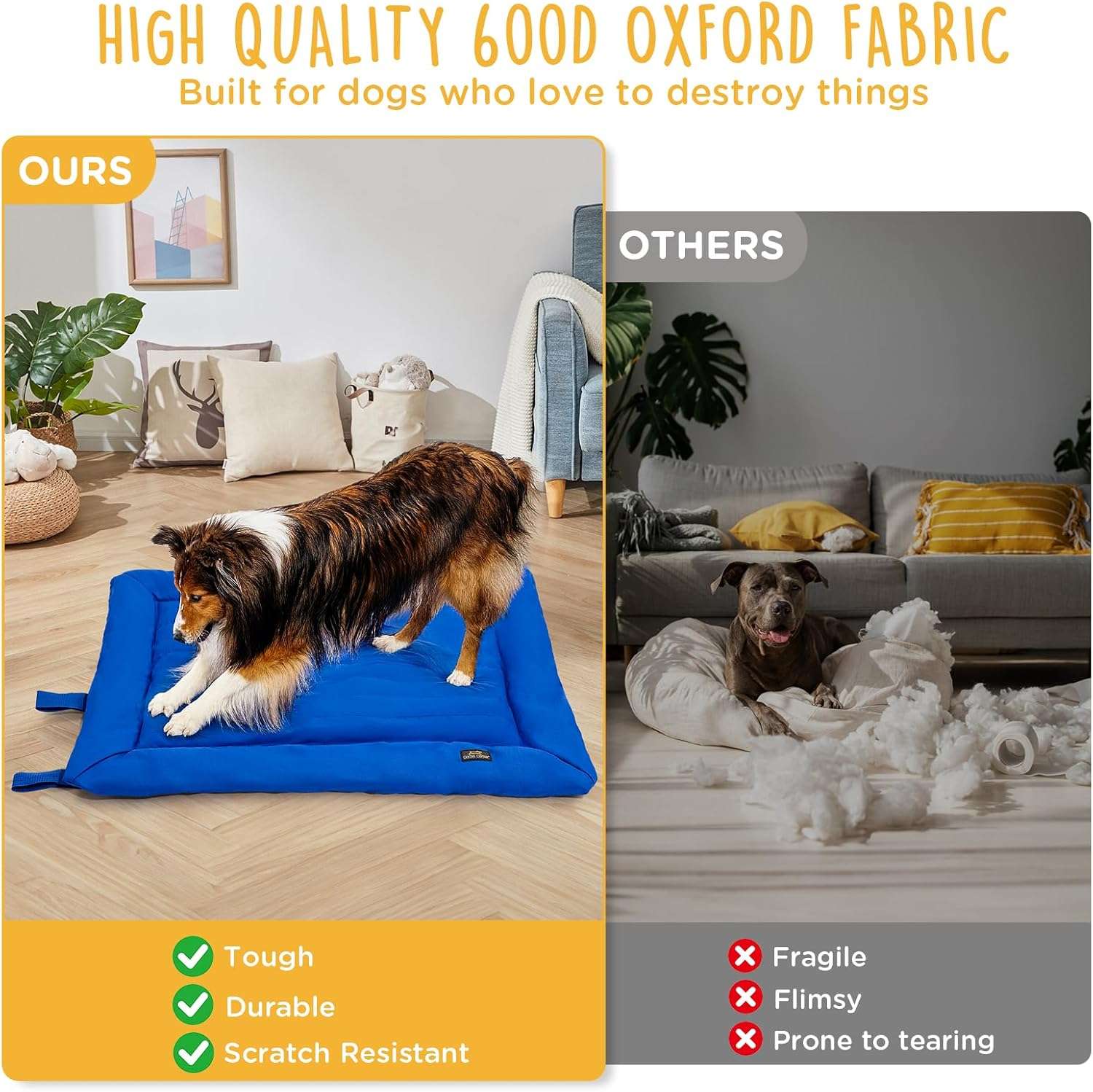 Cama plegable para perros medianos (88x64 cm). Hecha de tela Oxford 600D, impermeable y resistente a arañazos. Ideal para jaulas y camping.