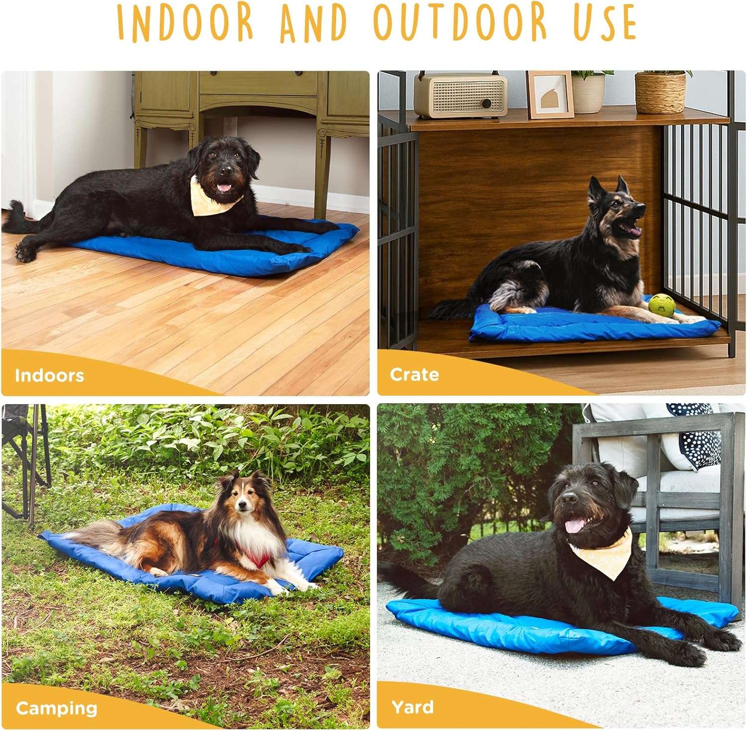 Cama plegable para perros medianos (88x64 cm). Hecha de tela Oxford 600D, impermeable y resistente a arañazos. Ideal para jaulas y camping.