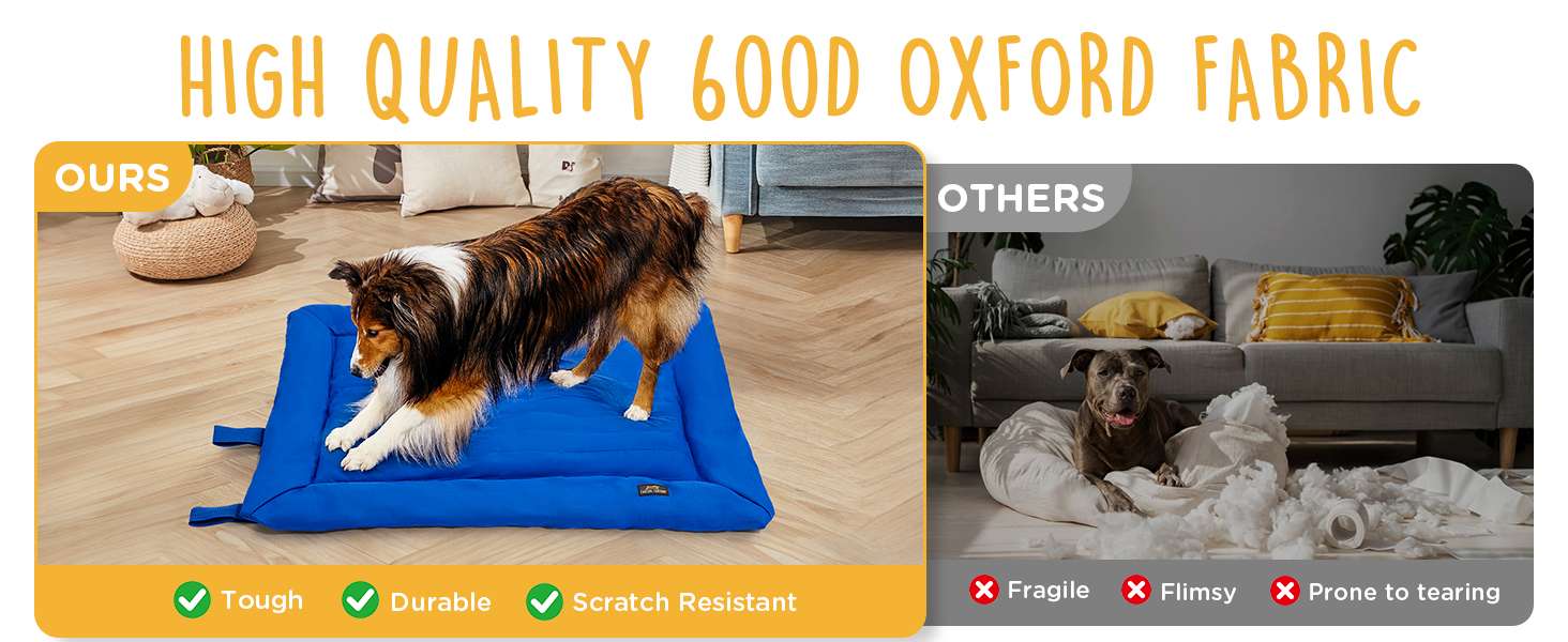 Cama plegable para perros medianos (88x64 cm). Hecha de tela Oxford 600D, impermeable y resistente a arañazos. Ideal para jaulas y camping.