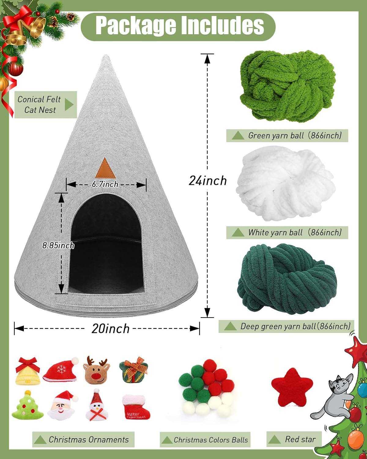cama cueva de fieltro para gatos con diseño de arbol personalizable de 60.96 centimetros ideal para chile