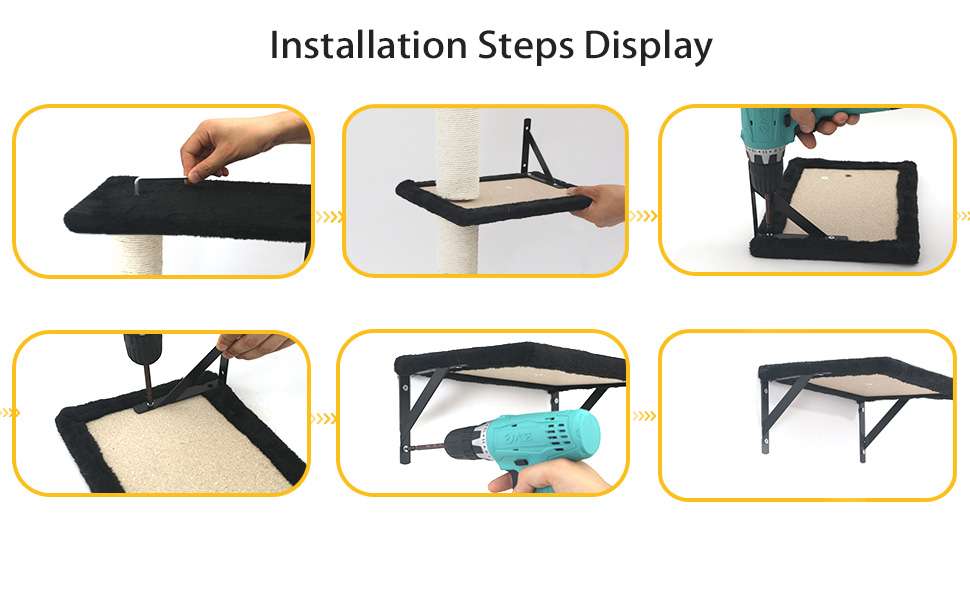 Gimnasio de pared para gatos de cinco piezas con puente colgante rascador y estantes de felpa.