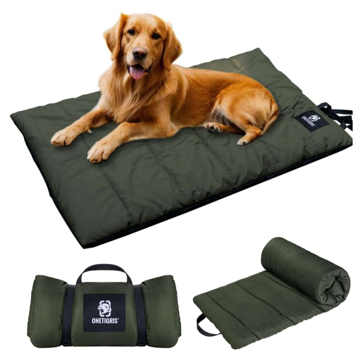 Alfombrilla aislante de 110x67 cm para mascotas. Plegable, resistente al agua y lavable a máquina. Ideal para camping y viajes.
