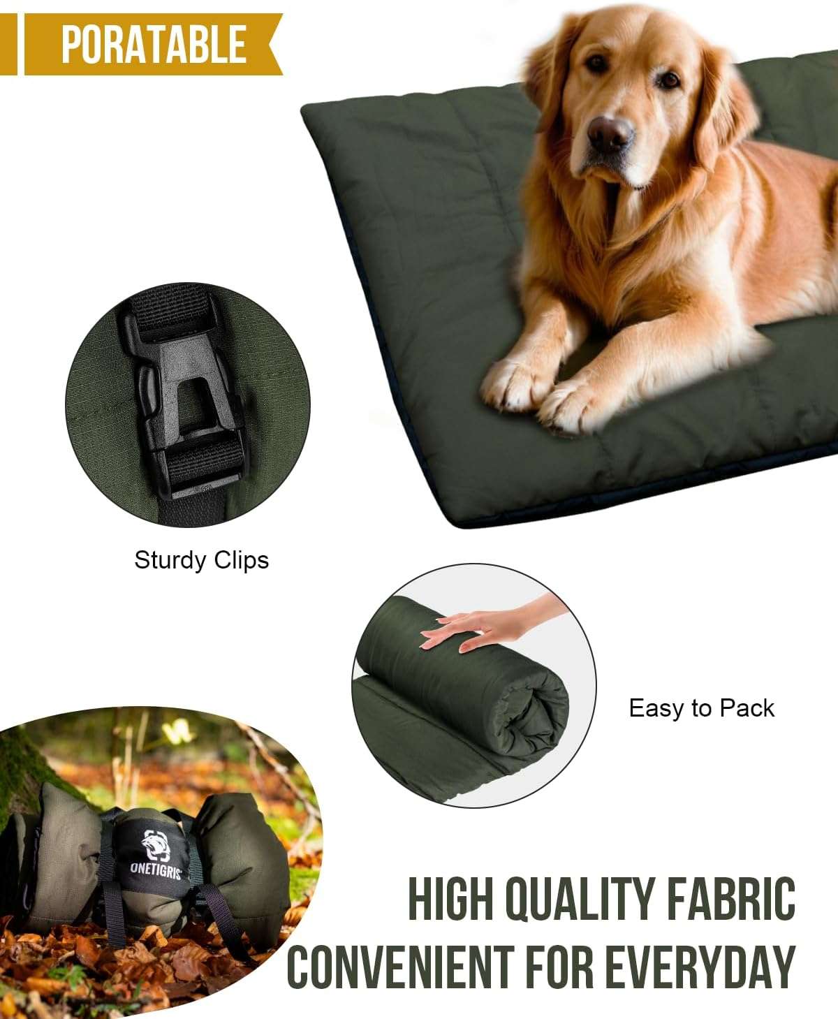 Alfombrilla aislante de 110x67 cm para mascotas. Plegable, resistente al agua y lavable a máquina. Ideal para camping y viajes.