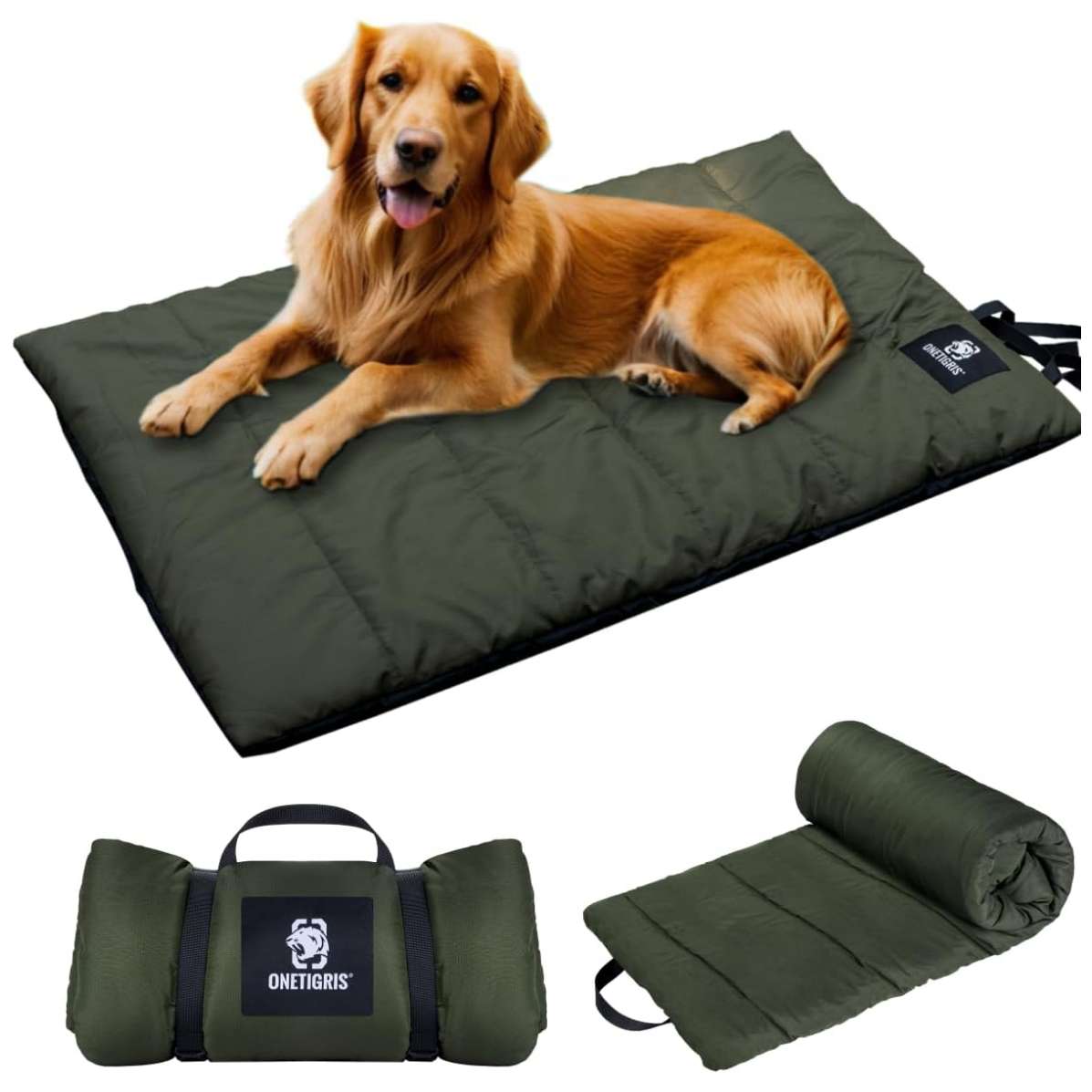 Alfombrilla aislante de 110x67 cm para mascotas. Plegable, resistente al agua y lavable a máquina. Ideal para camping y viajes.