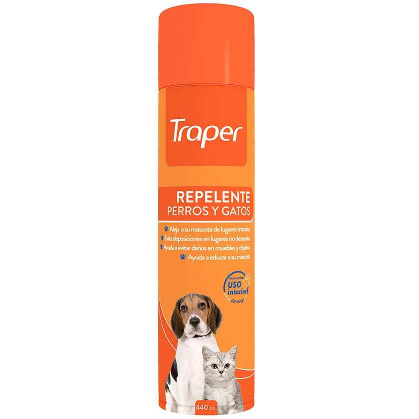 Repelente en Aerosol Traper (440 cc). Solución para adiestramiento que evita que perros y gatos se acerquen a zonas interiores.