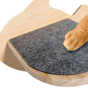 Set de 6 repisas de pared para gatos de 19 por 18 centimetros. Escalones de madera con forma de pez y fieltro.