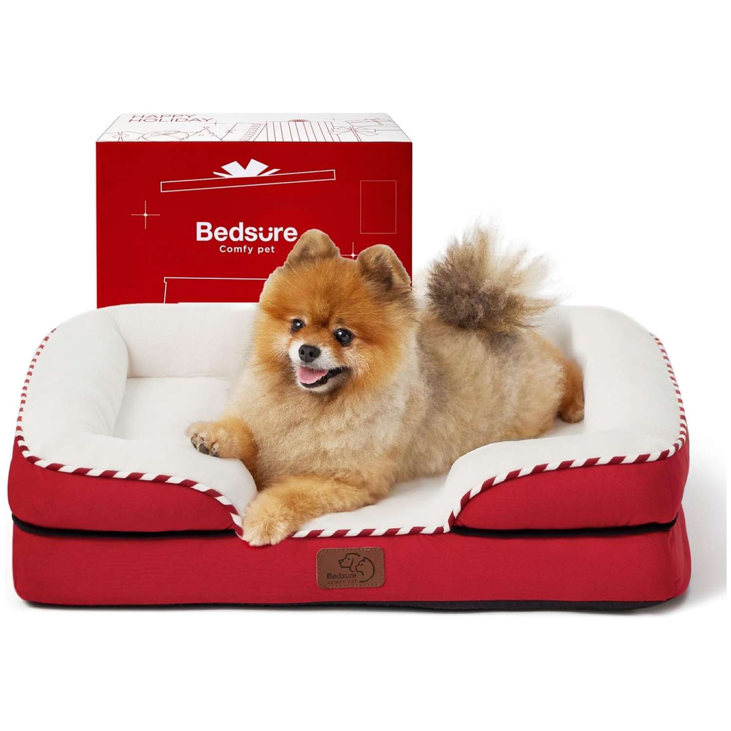 Sofá cama ortopédico para perro con espuma de caja de huevos, paredes reforzadas y forro interior impermeable.