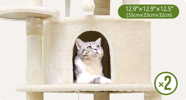 Torre rascador esquinera de 168 centimetros con base de 50 por 50 cm. Diseño curvo con hamaca cuadrada y cesta redonda para gatos.