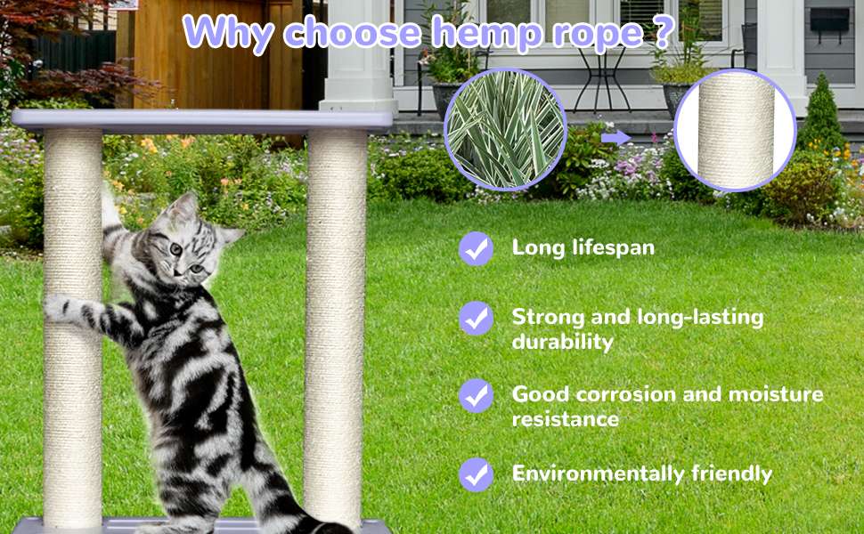 Torre rascador de exterior de 156 centimetros. Casa impermeable y anti UV de polietileno para dos gatos.