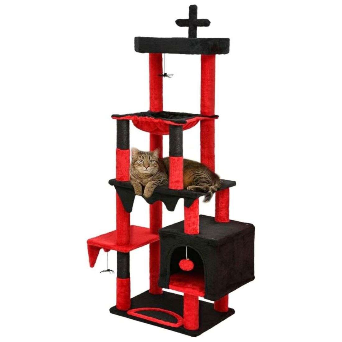 torre rascador de 166.42 centimetros para gatos con diseño gotico sisal natural y sistema antivuelco ideal para chile