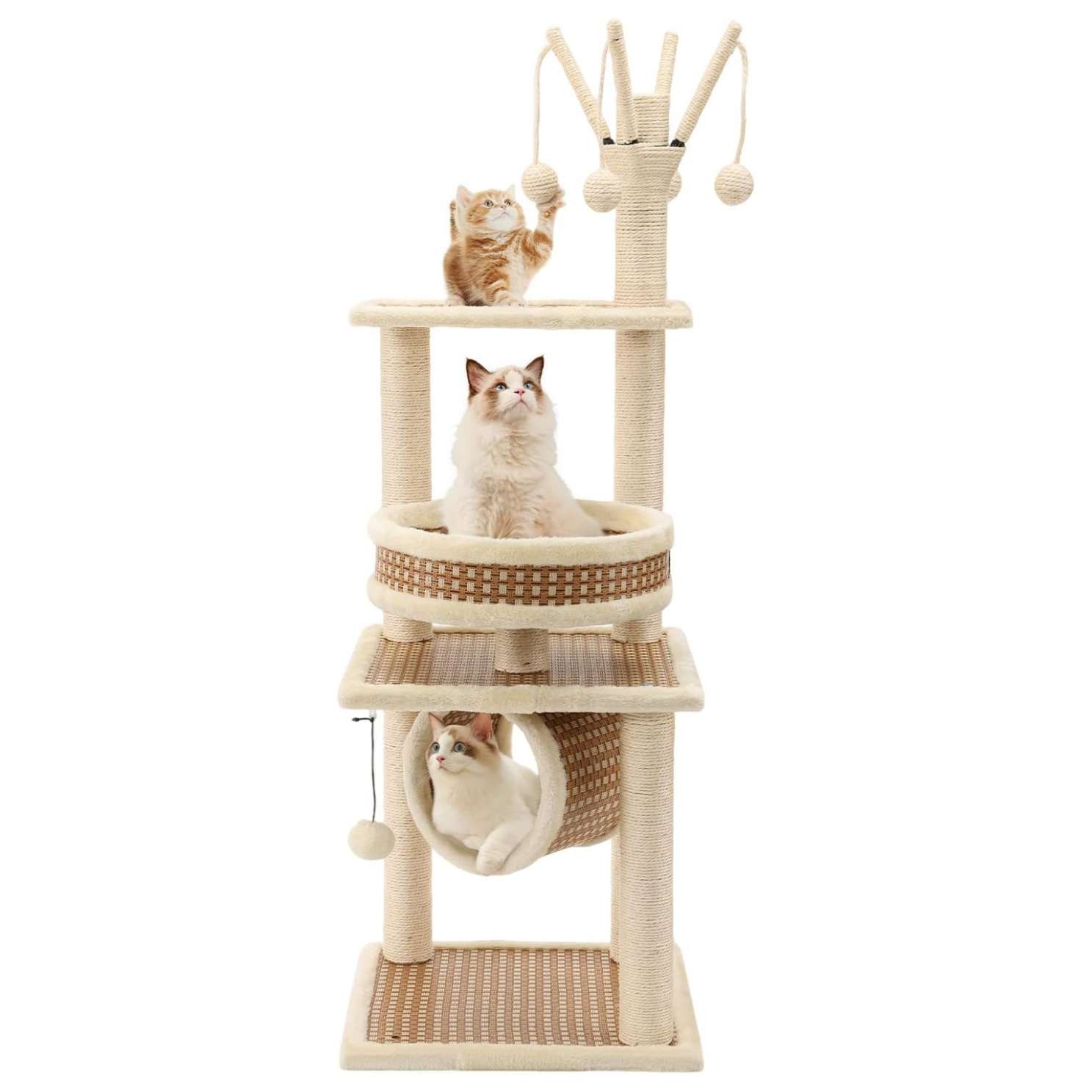 Torre rascador de lujo (ciento cuarenta y siete centimetros). Nido de ratan, marco de acero y confort para todas las estaciones.