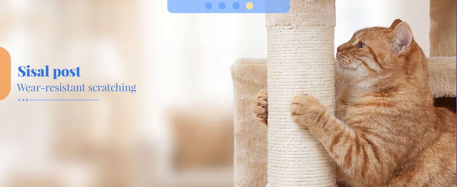 Torre rascador multi-nivel (ciento setenta y cinco centimetros) con triple condominio y doble seguridad para varios gatos.