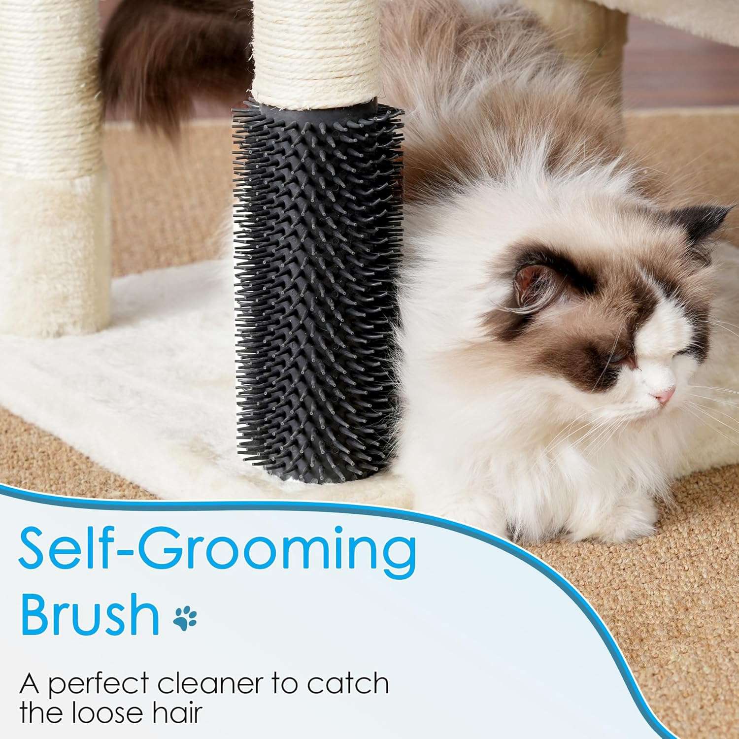 Torre rascador multi-nivel (ciento setenta y cinco centimetros) con triple condominio y doble seguridad para varios gatos.