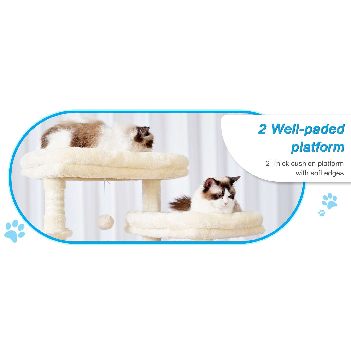 Torre rascador multi-nivel (ciento setenta y cinco centimetros) con triple condominio y doble seguridad para varios gatos.