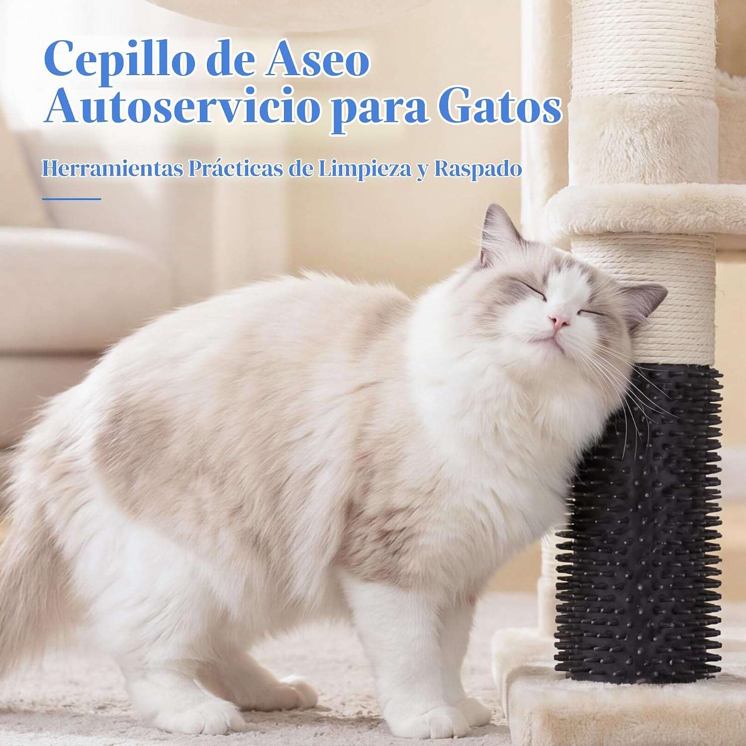 Torre rascador multi-nivel (ciento setenta y cinco centimetros) con triple condominio y doble seguridad para varios gatos.