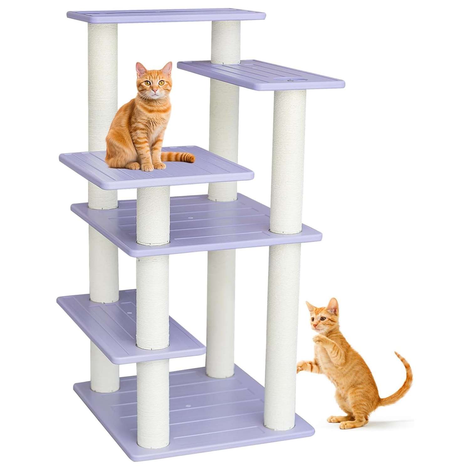 Torre rascador multi-nivel para gatos (ciento diecisiete centimetros). Impermeable, inoxidable y apto para varios gatos.