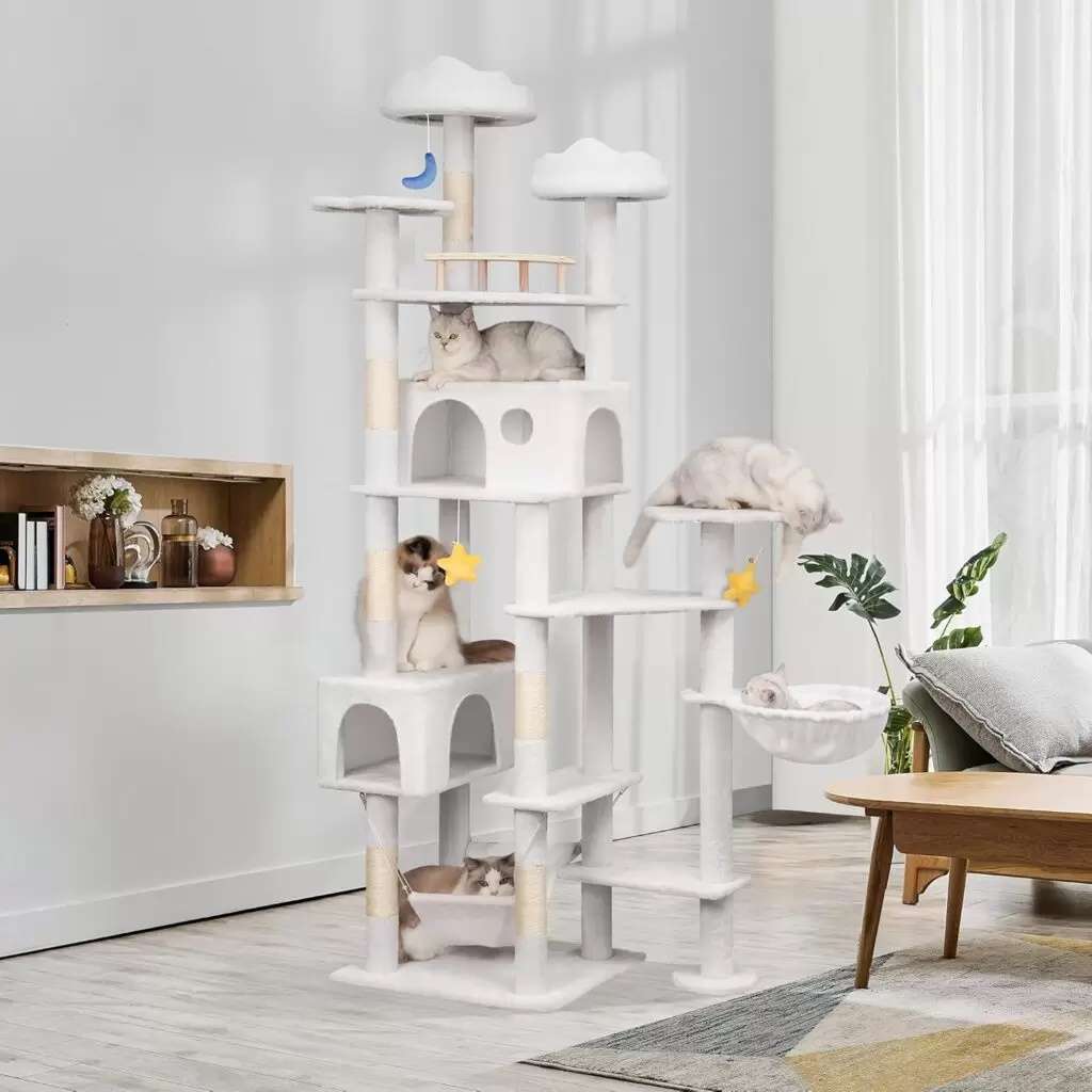 Torre Rascador Vertical Nube (216x90x45 cm): Firmeza Total Anti-Vuelco para Varios Gatos - Imagen 5