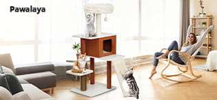 Torre rascador de 160 centimetros con rampa de acceso y condominio. Base ancha de 57 por 45 cm y estable para 4 gatos.