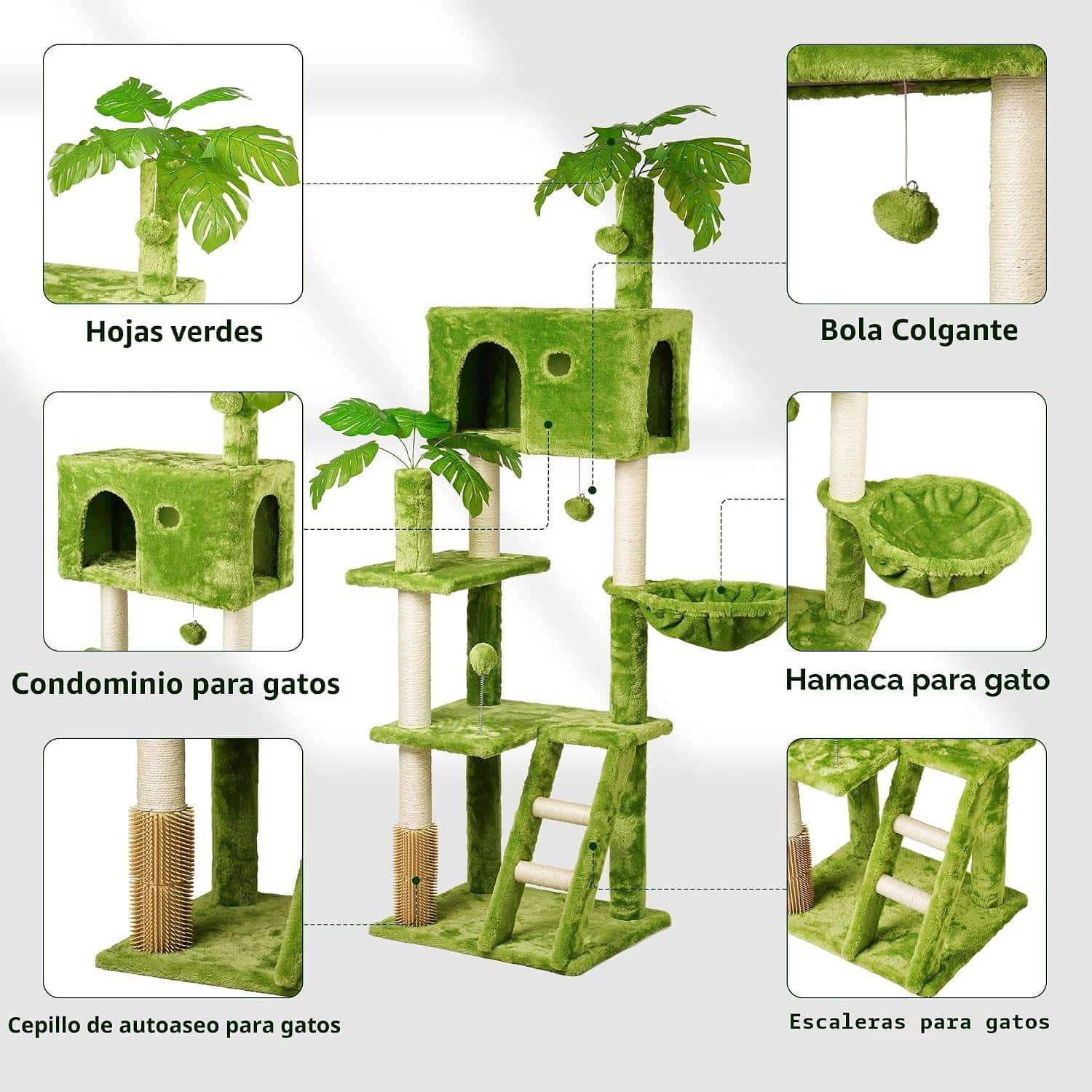Torre rascador de diseño (ciento sesenta y cinco centimetros). Auto aseo, escalera de escalada y firmeza anti-vuelco.
