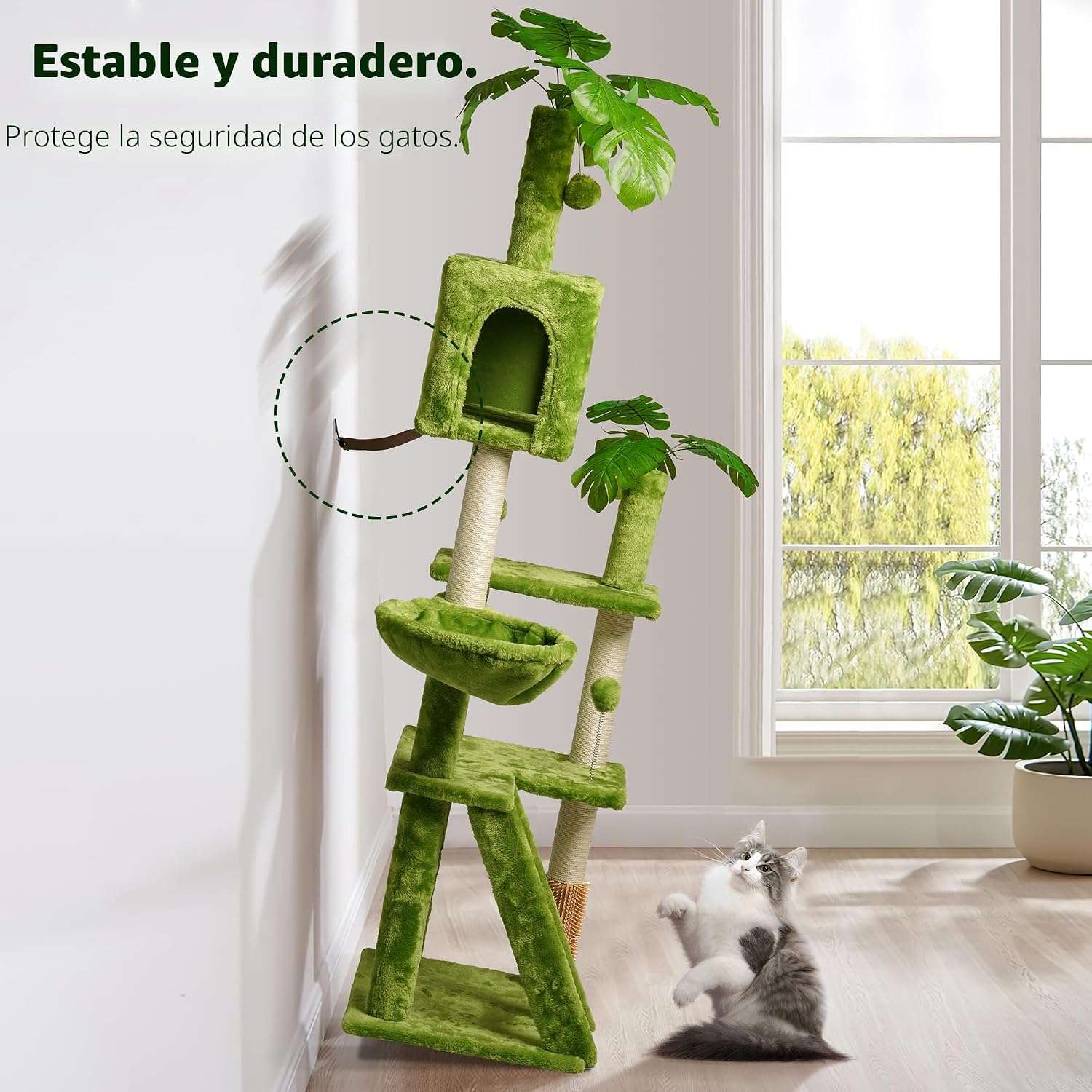Torre rascador de diseño (ciento sesenta y cinco centimetros). Auto aseo, escalera de escalada y firmeza anti-vuelco.