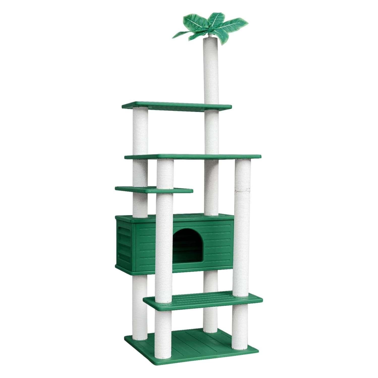 Torre rascador impermeable para gatos con diseno botanico para jardines y exteriores.