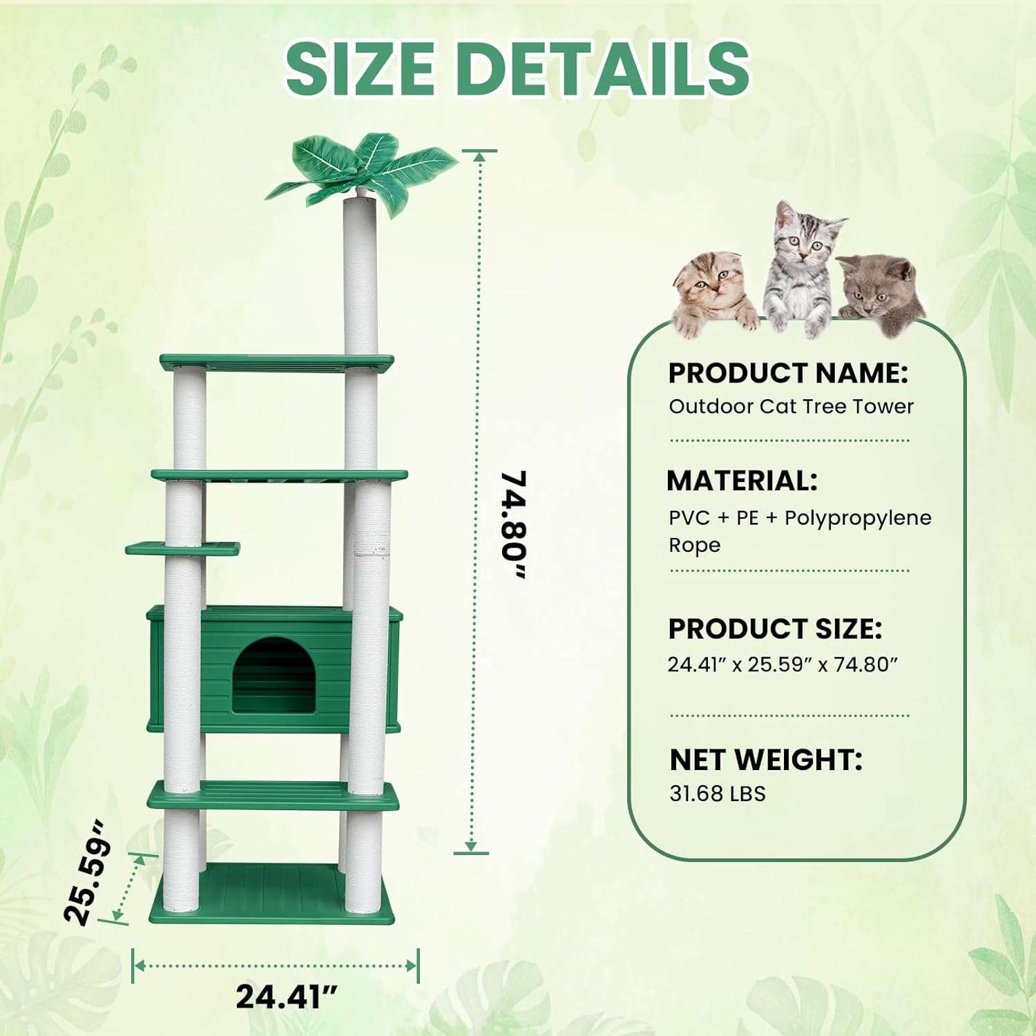 Torre rascador impermeable para gatos con diseno botanico para jardines y exteriores.